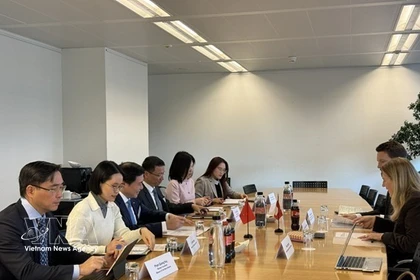 La délégation vietnamienne et des représentants suisses. Photo: VNA