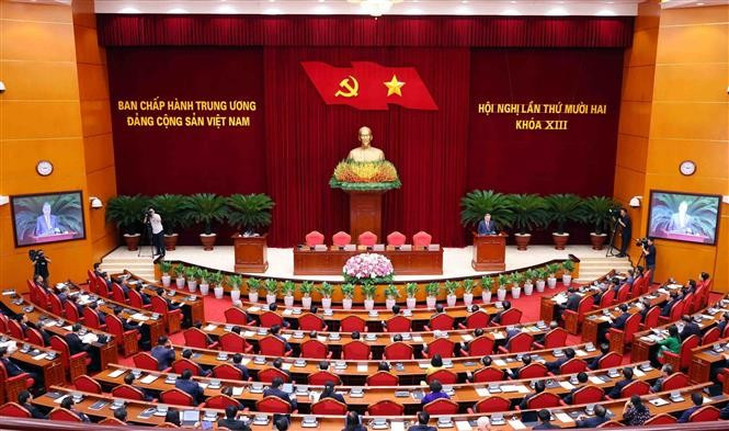 Le 12e Plénum du Comité central du Parti communiste du Vietnam à Hanoï. Photo : VNA