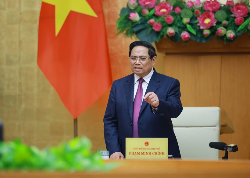 Le Premier ministre Pham Minh Chinh prend la parole. Photo : VNA