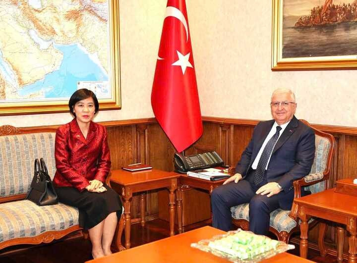 Mme Đang Thi Thu Ha et le ministre turc de la Défense, Yasar Guler. Photo : vtcnews.vn