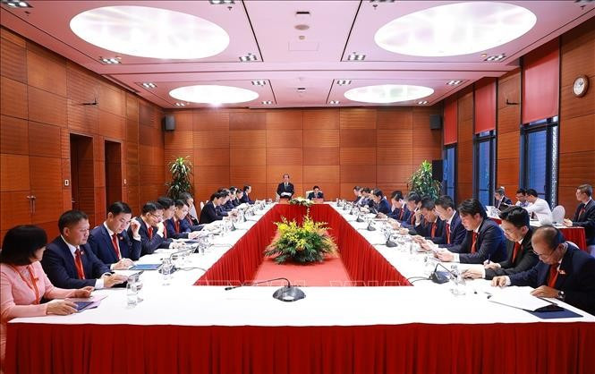 La séance préparatoire du Premier Congrès de l’organisation du Parti du gouvernement pour le mandat 2025-2030, tenue l’après-midi du 12 octobre. Photo : VNA