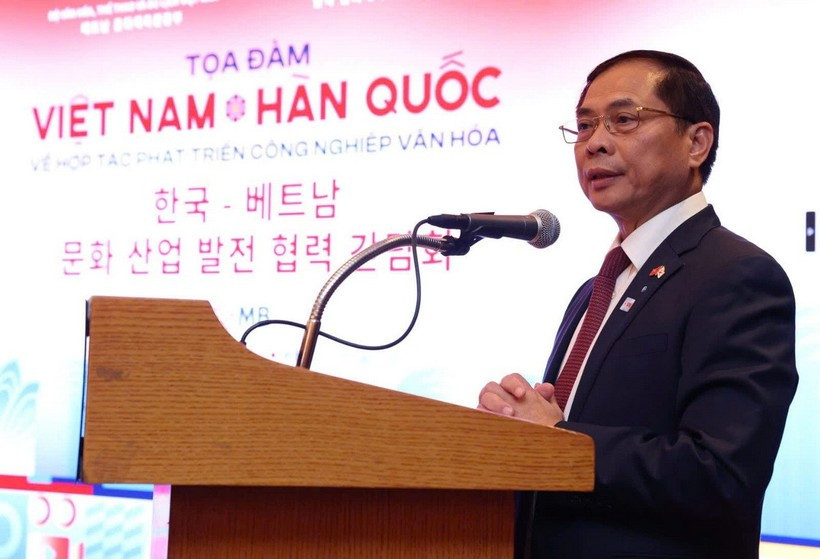 Le vice-Premier ministre et ministre des Affaires étrangères Bui Thanh Son au colloque. Photo : VNA