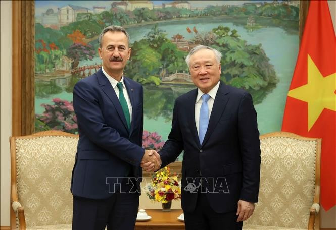 Le vice-Premier ministre permanent Nguyen Hoa Binh et Haluk Görgün, président de l’Agence turque des industries de défense, à Hanoï. Photo : VNA