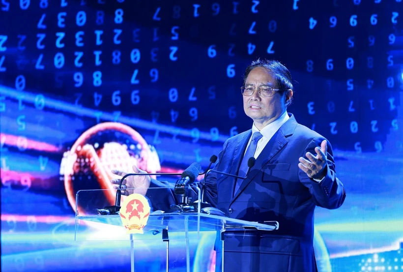 Le Premier ministre Pham Minh Chinh s'exprime lors de l’événement « La 4e transformation numérique du secteur bancaire en 2025 ». Photo : VNA