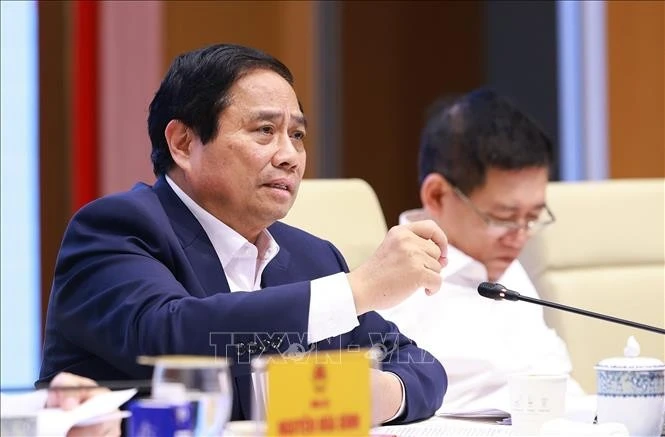 Le Premier ministre Pham Minh Chinh à la réunion. Photo : VNA