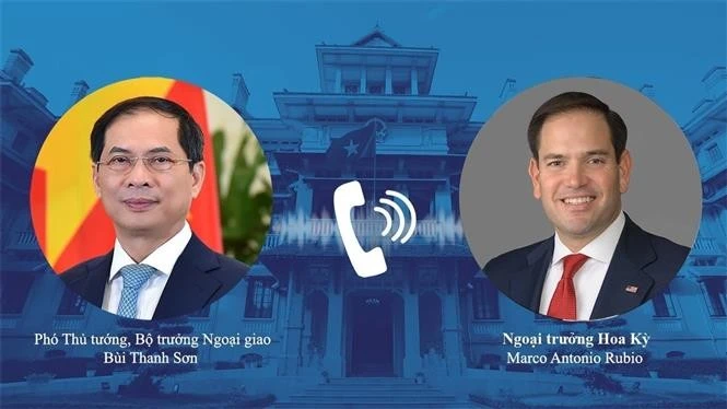 Le vice-Premier ministre et ministre des Affaires étrangères Bui Thanh Son (gauche) a eu un entretien téléphonique le soir du 24 janvier avec le secrétaire d'Etat américain Marco Rubio. Photo : VNA