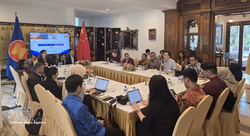 Le colloque sur les cinq années du Partenariat stratégique global Chine-ASEAN. Photo : VNA