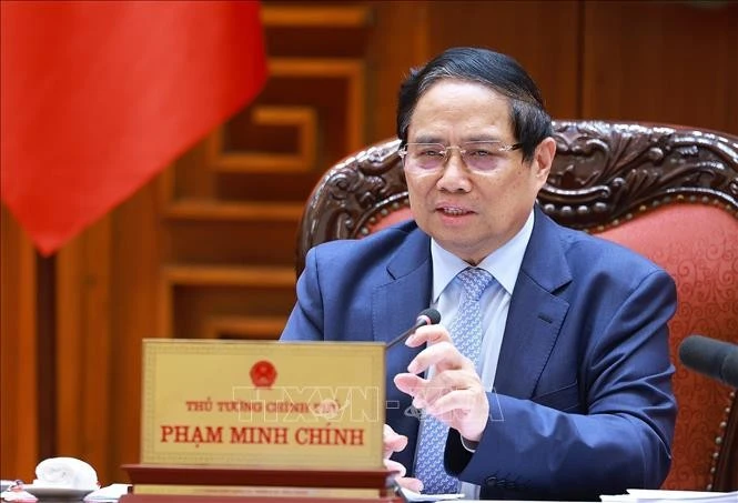 Le Premier ministre Pham Minh Chinh demande d'accélérer la construction de l'autoroute Chau Doc-Can Tho-Soc Trang. Photo : VNA