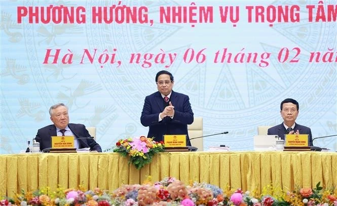 Le Premier ministre Pham Minh Chinh préside la 10e réunion du Comité national de la transformation numérique. Photo : VNA