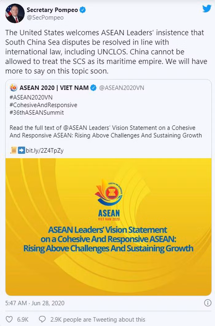 Les États-Unis apprécient la déclaration du 36e Sommet de l’ASEAN ảnh 1 Les États-Unis apprécient la déclaration du 36e Sommet de l’ASEAN ảnh 1