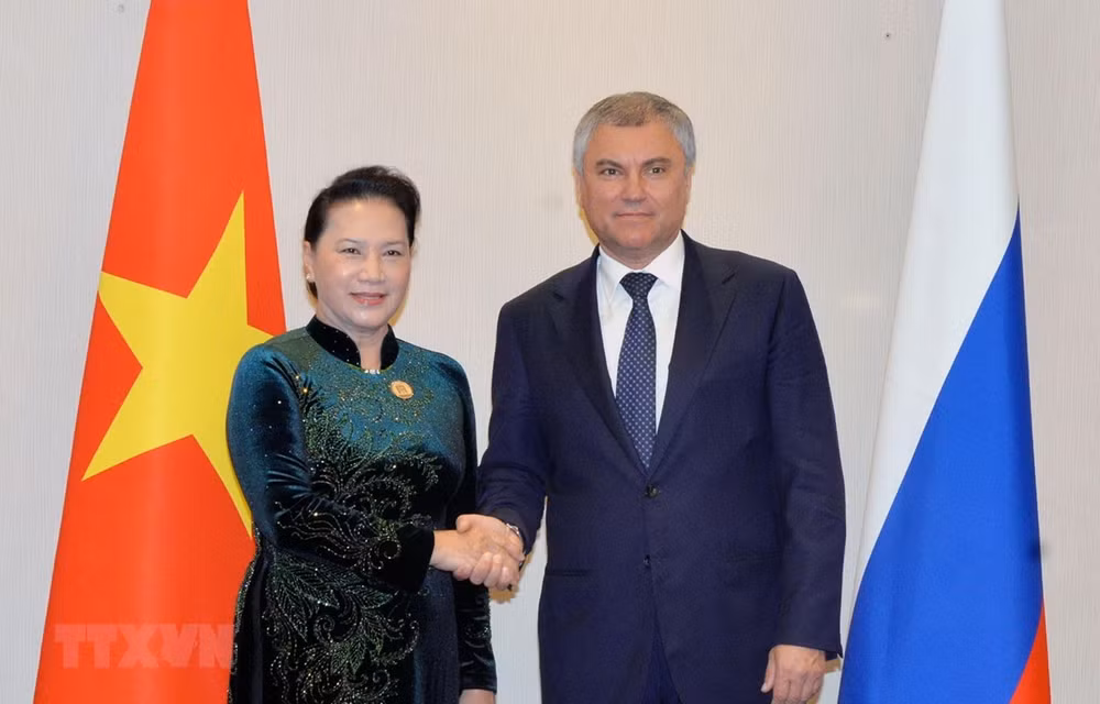 Entrevue entre la présidente de l’AN du Vietnam et le président de la Douma d'Etat de Russie ảnh 1