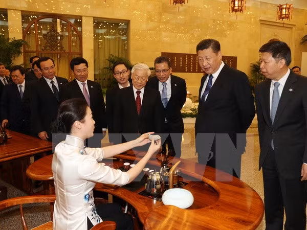 Le SG Nguyên Phu Trong s’entretient avec le SG et président chinois Xi Jinping ảnh 2