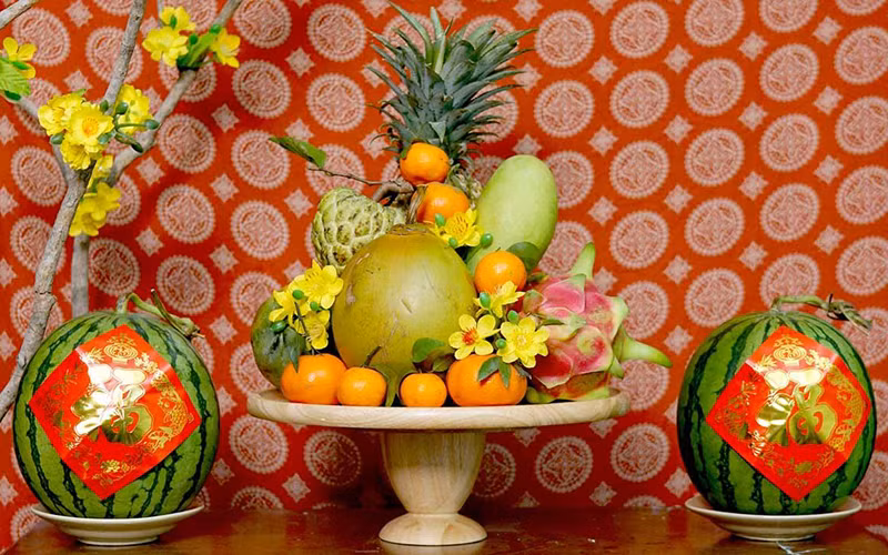 ​ Le plateau de cinq fruits à offrir aux ancêtres lors du Têt traditionnel ảnh 2