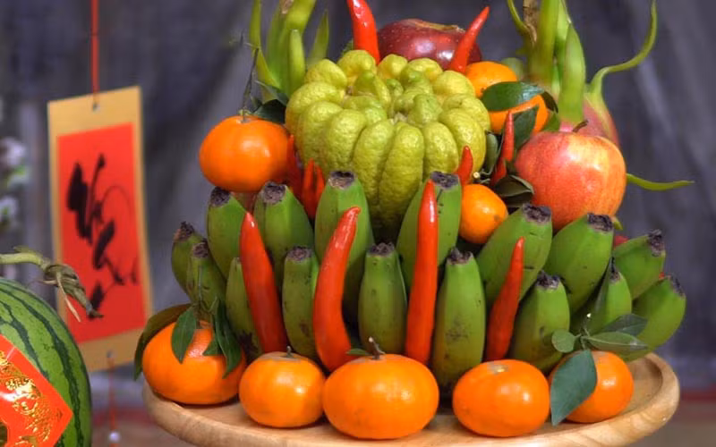 ​ Le plateau de cinq fruits à offrir aux ancêtres lors du Têt traditionnel ảnh 1