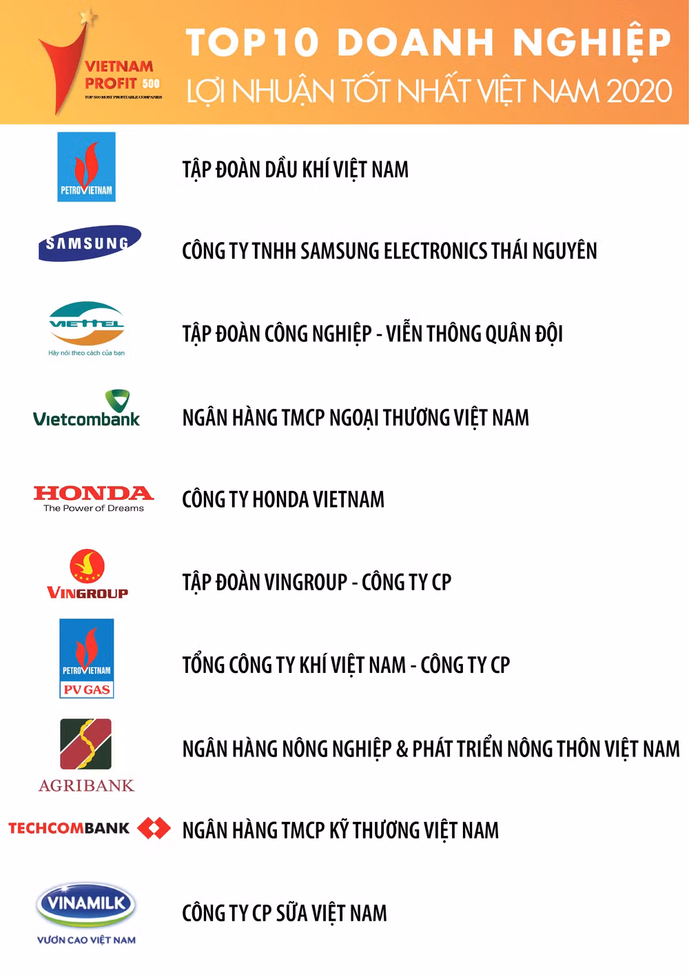 Publication de la liste des 500 entreprises du Vietnam aux plus grands profits en 2020 ảnh 1 Publication de la liste des 500 entreprises du Vietnam aux plus grands profits en 2020 ảnh 1
