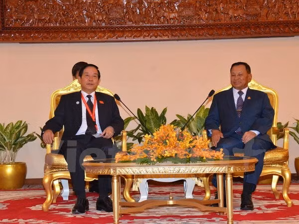 Le président du Sénat cambodgien reçoit une délégation de l’AN du Vietnam ảnh 1