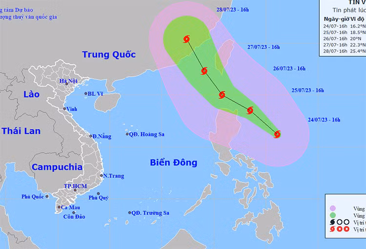 La tempête Doksuri pourrait se renforcer et provoquer une mer agitée ảnh 1