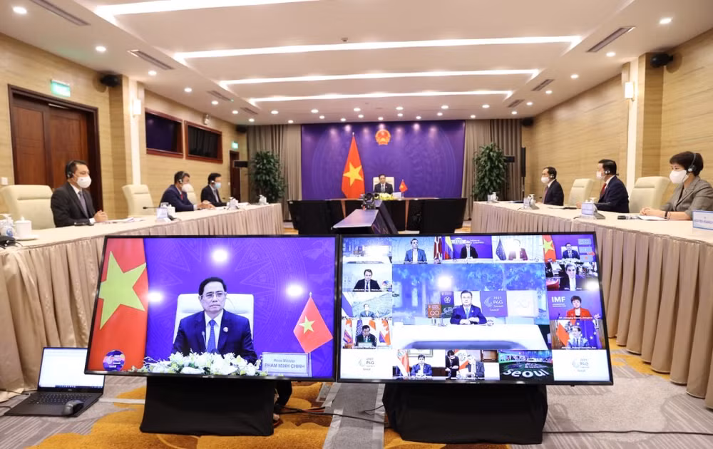 Le Premier ministre participe au Sommet virtuel P4G ảnh 1