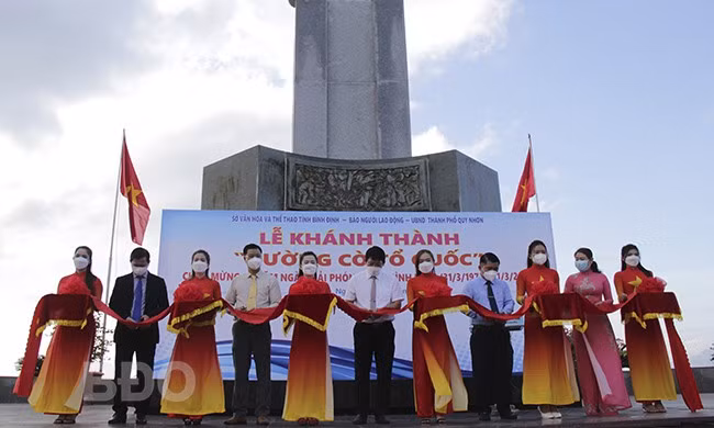 Inauguration d’une rue couverte de drapeau national sur le littoral de Quy Nhon ảnh 1
