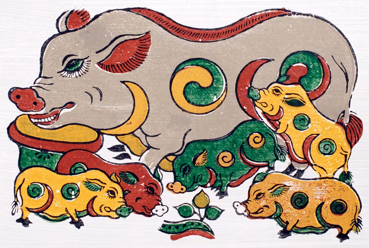 Dans les estampes de Dông Hô, tout est bon dans le cochon ảnh 1 Dans les estampes de Dông Hô, tout est bon dans le cochon ảnh 1