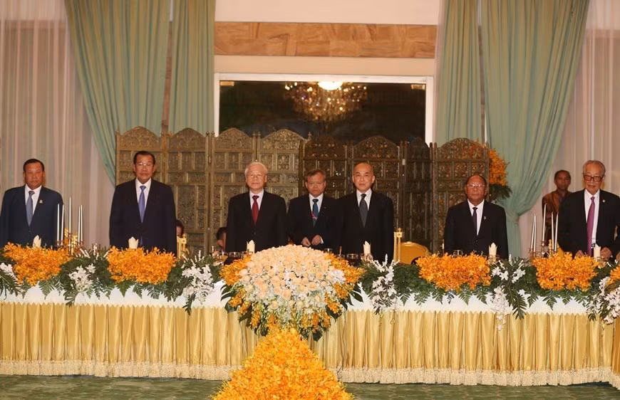 Banquet national en l’honneur du SG du Parti et président vietnamien Nguyen Phu Trong ảnh 1