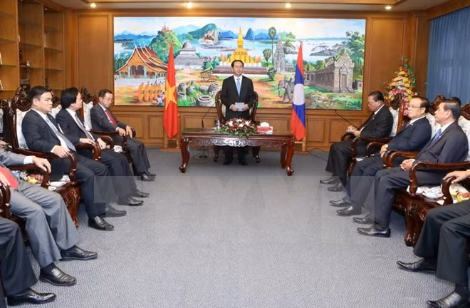 Le président du Vietnam en visite à Champassak (Laos) ảnh 1