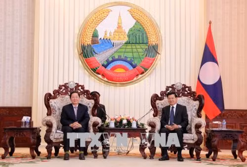 Une délégation du ministère de l’Intérieur du Vietnam en visite de travail au Laos ảnh 1
