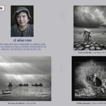 Le photographe Le Hong Linh et ses œuvres présentées dans l'exposition. Photo : TGCC