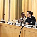 L’ambassadeur Do Hung Viet, chef de la Mission permanente du Vietnam auprès de l’ONU et président désigné (President-designate) de la Conférence NPT RevCon11, lors de l'événement. Photo: VNA