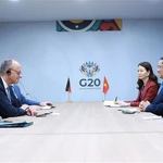 Rencontre entre le Premier ministre Pham Minh Chinh et le chancelier allemand Friedrich Merz. Photo: VNA