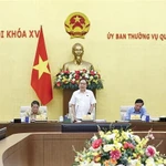 Le président de l’Assemblée nationale, Tran Thanh Man, s'exprime lors de la réunion. Photo: VNA