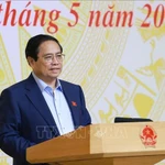 Le Premier ministre Pham Minh Chinh prend la parole lors de la réunion. Photo: VNA
