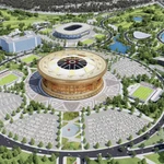 Perspective du Quartier urbain sportif olympique, avec pour élément central le Stade Trong Dong (Tambour de Bronze). Photo : Quang Phong