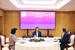Les présidents des Assemblées nationales du Vietnam, du Laos et du Cambodge. Photo: VNA