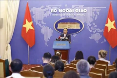 Le porte-parole adjoint du ministère des Affaires étrangères, Doan Khac Viet, lors de la conférence de presse. Photo: VNA