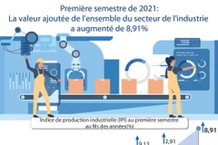 La valeur ajoutée du secteur de l'industrie a augmenté de 8,91% en 6 mois