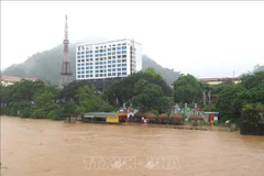 Le niveau des eaux de la rivière Lô dans la ville de Ha Giang augmente rapidement, provoquant des inondations dans de nombreuses zones. Photo: VNA