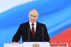 Le président russe Vladimir Poutine prête serment en mars 2024. Photo : Spoutnik