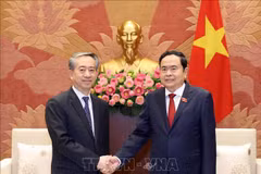 Le président de l'Assemblée nationale, Tran Thanh Man (droite), et l'ambassadeur de Chine au Vietnam, Xiong Bo, le 5 août à Hanoï. Photo: VNA