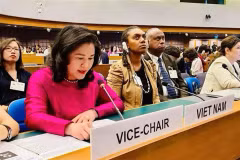 La vice-ministre du Travail, des Invalides et des Affaires sociales Nguyen Thi Ha. Photo : VNA