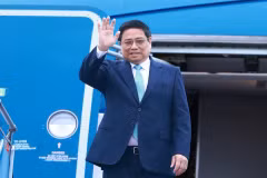 Le Premier ministre Pham Minh Chinh part pour le 8e Sommet de la Sous-région du Grand Mékong. Photo . VNA