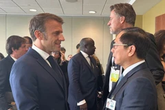 Le vice-Premier ministre et ministre des Affaires étrangères (AE) Bui Thanh Son (droite) et le président français Emmanuel Macron. Photo: VNA