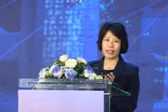 Nguyen Thi Bich Ngoc, vice-ministre du Plan et de l'Investissement prend la parole. Photo: VNA