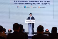 Le Premier ministre Pham Minh Chinh au Forum des affaires Vietnam-République de Corée. Photo: VNA
