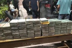 Cinq trafiquants lao de 100 pains d'héroïne du Laos au Vietnam arrêtés en flagrant délit. Photo: VNA