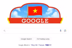 La page d'accueil vietnamienne du géant technologique Google présente un drapeau national vietnamien flottant en l'honneur du 79e anniversaire de la Fête nationale du pays (2 septembre). Capture d'écran