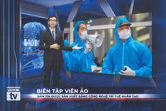 Un éditeur virtuel créé par la technologie d’IA pour le bulletin télévisé du "Lao Dông". Photo : LD