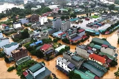La ville de Ha Giang innondée après les pluies depuis la nuit du 9 juin à l'après-midi du 10 juin. Photo: VNA