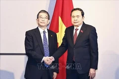 Le président de l’Assemblée nationale Trân Thanh Mân (à droite) reçoit le président de l’Association d’amitié Nagasaki-Vietnam Tomioka Tsutomu. Photo : VNA