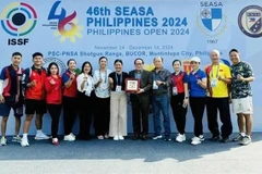 La délégation vietnamienne au 46e Championnat de tir de l'Association de tir d'Asie du Sud-Est (SEASA) le 6 décembre à Muntinlupa, aux Philippines. Photo: gracieuseté de la délégation sportive vietnamienne